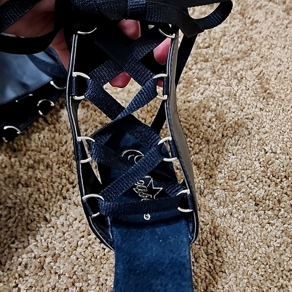 Pleaser BOW Down Lace Up Black Platform Heels -delight 600 - Picture 3 of 14